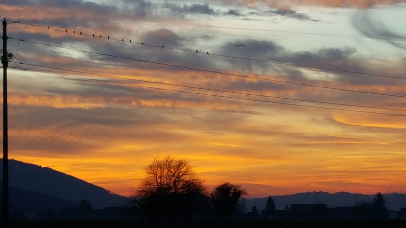 Abendhimmel über dem Rhein