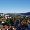 Blick von der Ruine Stein über Baden, das Limmattal bis zu den Alpen