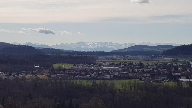 Blick über das Aaretal in Richtung Alpenkamm