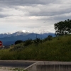 Blick zurück in die verschneiten Pyrenäen