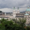 Blick über Salzburg vom halben Weg zur Festung Hohensalzburg