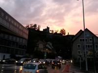 Ruine Stein in Baden im Abendrot