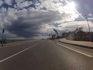 Gewitterregen über dem Meer