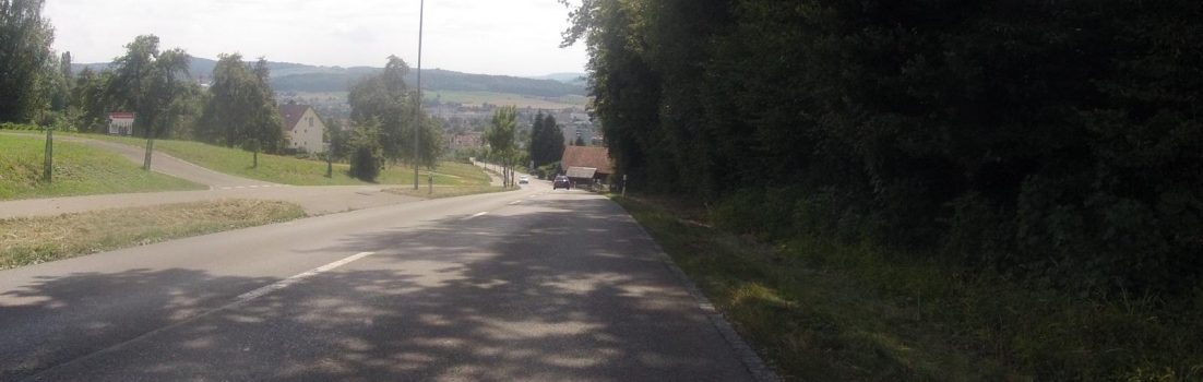 Abfahrt nach Wohlen hinunter, Blick ins Bünztal