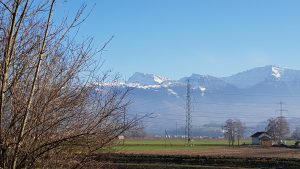 Blick in die Alpen, zwischen Uznach und Tuggen