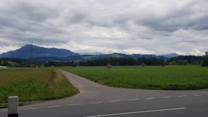 Blick zum Alpenkamm, Sins