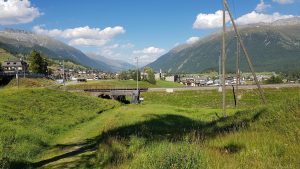 Blick auf Celerina aus der Bobbahn