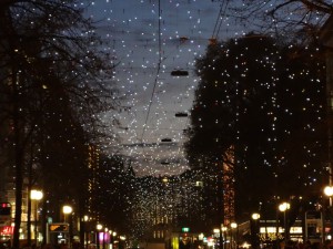 Schneeflocken oder Weihnachtsbeleuchtung